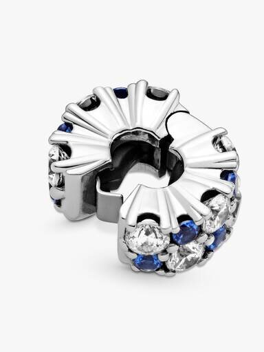Klarer & blauer funkelnder Clip Charm – Sterlingsilber Klarer & blauer funkelnder Clip Charm – Sterlingsilber