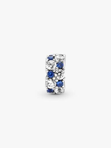 Klarer & blauer funkelnder Clip Charm – Sterlingsilber Klarer & blauer funkelnder Clip Charm – Sterlingsilber