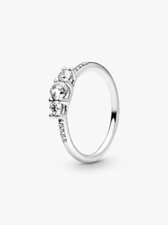 Klarer Dreisteinring aus Sterlingsilber