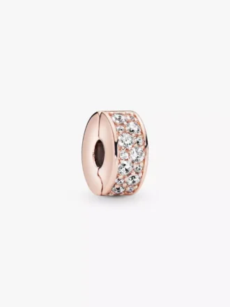 Klarer Pavé-Clip Charm, 14 Karat Roségold-Beschichtung