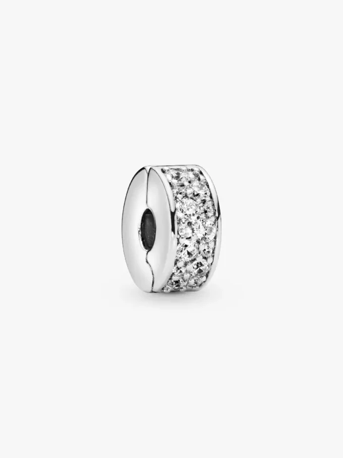 Klarer Pavé-Clip Charm aus Sterlingsilber Klarer Pavé-Clip Charm aus Sterlingsilber