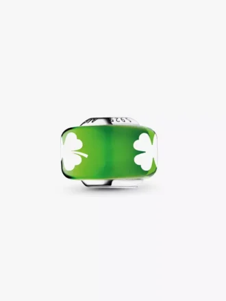 Kleeblatt-Murano-Charm aus Sterlingsilber