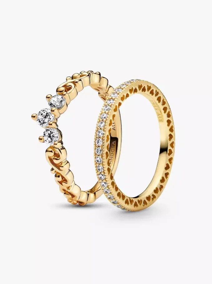 Königliches goldenes Tiara-Ring-Set, 2er-Set Königliches goldenes Tiara-Ring-Set, 2er-Set