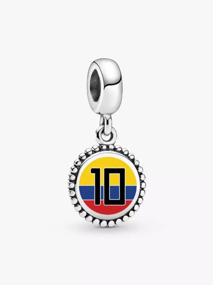 Kolumbien #10 Fußball-Charm aus Sterlingsilber Kolumbien #10 Fußball-Charm aus Sterlingsilber