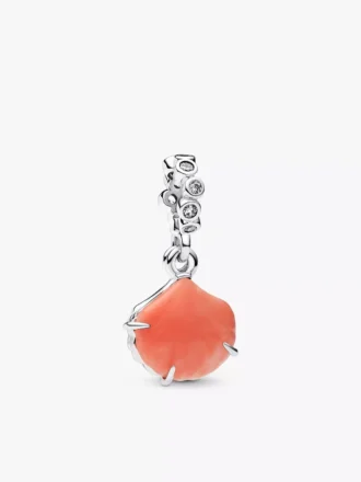 Korallenfarbener Muschel-Dangle Charm aus Sterlingsilber