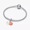Korallenfarbener Muschel-Dangle Charm aus Sterlingsilber