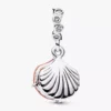 Korallenfarbener Muschel-Dangle Charm aus Sterlingsilber