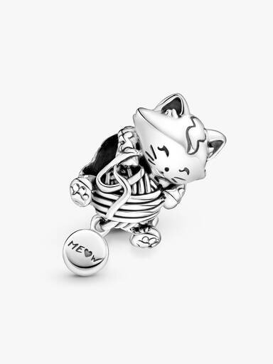 Kätzchen & Wollknäuel-Charm – Sterlingsilber Kätzchen & Wollknäuel-Charm – Sterlingsilber
