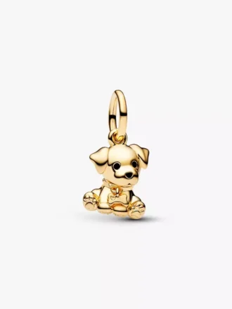 Labrador-Welpen-Dangle Charm, 14 Karat vergoldet