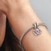 Linked Sister Hearts Split-Dangle Charm aus Sterlingsilber