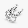 Linked Sister Hearts Split-Dangle Charm aus Sterlingsilber
