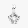 Linked Sister Hearts Split-Dangle Charm aus Sterlingsilber