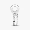 Linked Sister Hearts Split-Dangle Charm aus Sterlingsilber