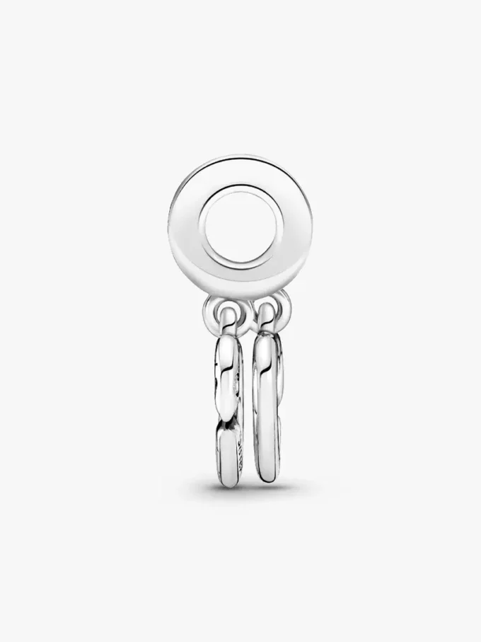 Linked Sister Hearts Split-Dangle Charm aus Sterlingsilber