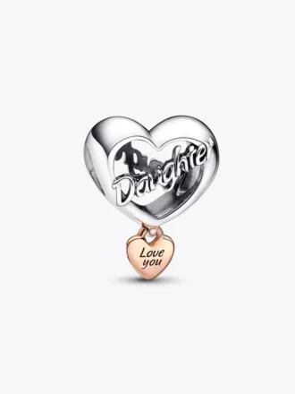 „Love You Daughter“-Herz-Charm aus Sterlingsilber, 14-karätige Roségoldbeschichtung