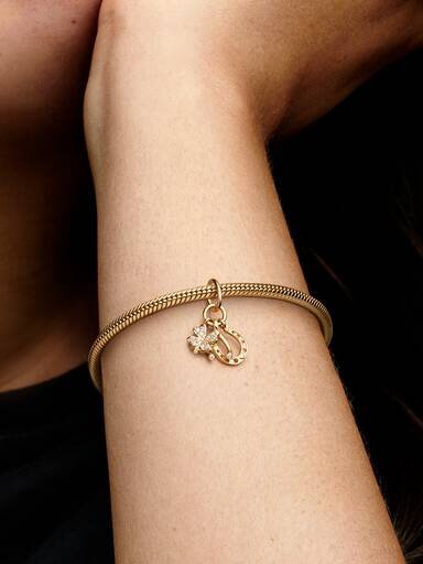 Lucky Clover, Wishbone & Horseshoe Dangle Charm – 14 Karat Gold Lucky Clover, Wishbone & Horseshoe Dangle Charm – 14 Karat Gold