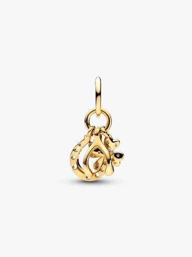 Lucky Clover, Wishbone & Horseshoe Dangle Charm – 14 Karat Gold Lucky Clover, Wishbone & Horseshoe Dangle Charm – 14 Karat Gold