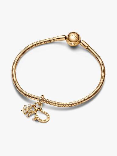 Lucky Clover, Wishbone & Horseshoe Dangle Charm – 14 Karat Gold Lucky Clover, Wishbone & Horseshoe Dangle Charm – 14 Karat Gold