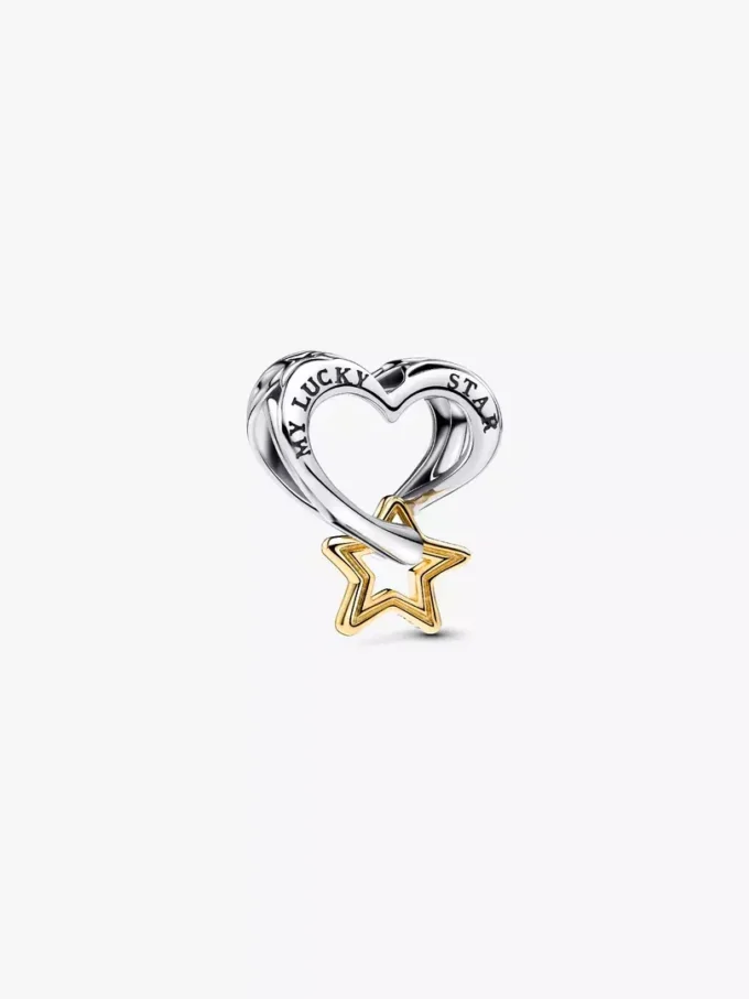 Lucky Star & Heart Charm aus Sterlingsilber, 14 Karat vergoldet Lucky Star & Heart Charm aus Sterlingsilber, 14 Karat vergoldet