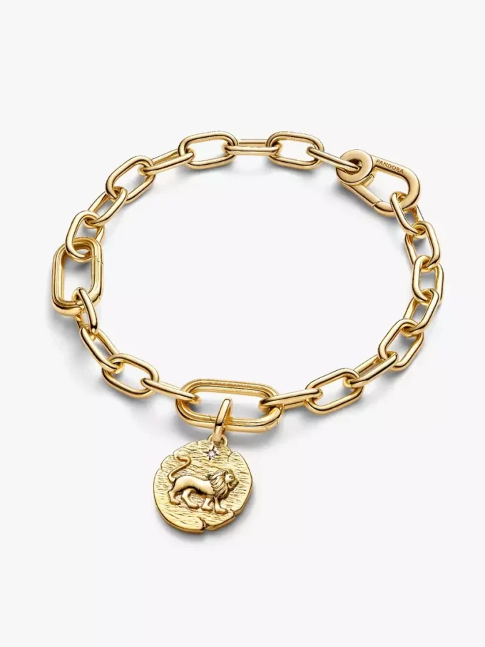 Löwenmedaillon-Charm, 14-karätig vergoldet Löwenmedaillon-Charm, 14-karätig vergoldet