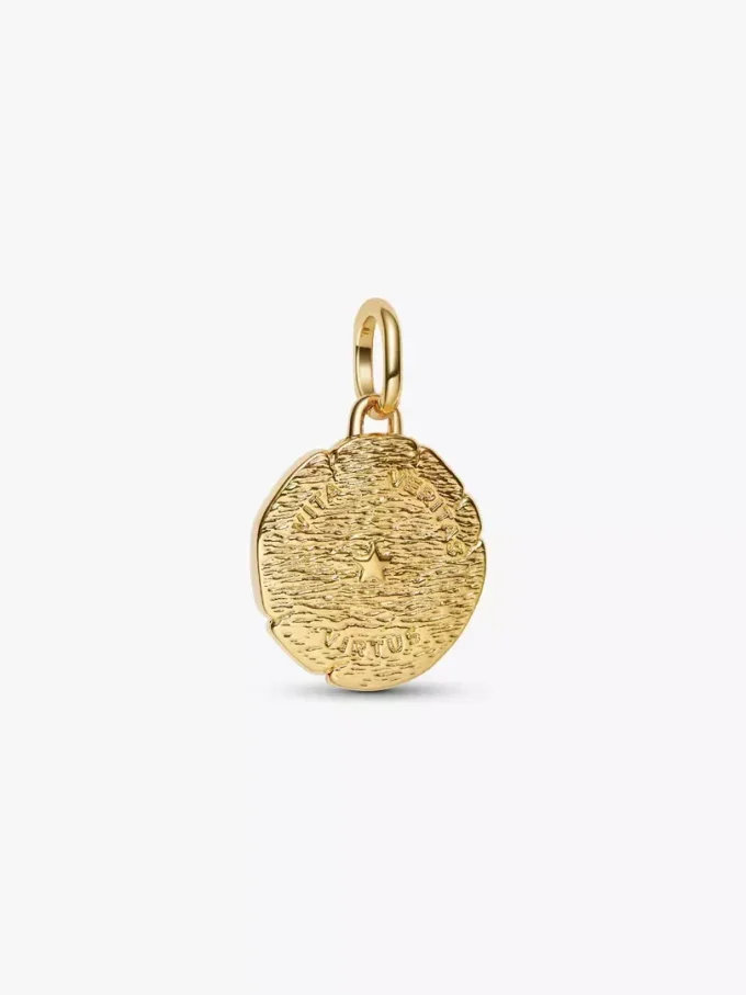 Löwenmedaillon-Charm, 14-karätig vergoldet Löwenmedaillon-Charm, 14-karätig vergoldet