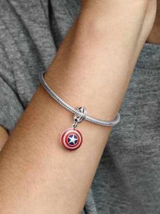 Marvel The Avengers Captain America Shield Dangle Charm – Sterlingsilber