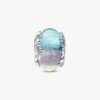 Mehrfarbiger Murano Glass- und geschwungener Feder-Charm – Sterlingsilber