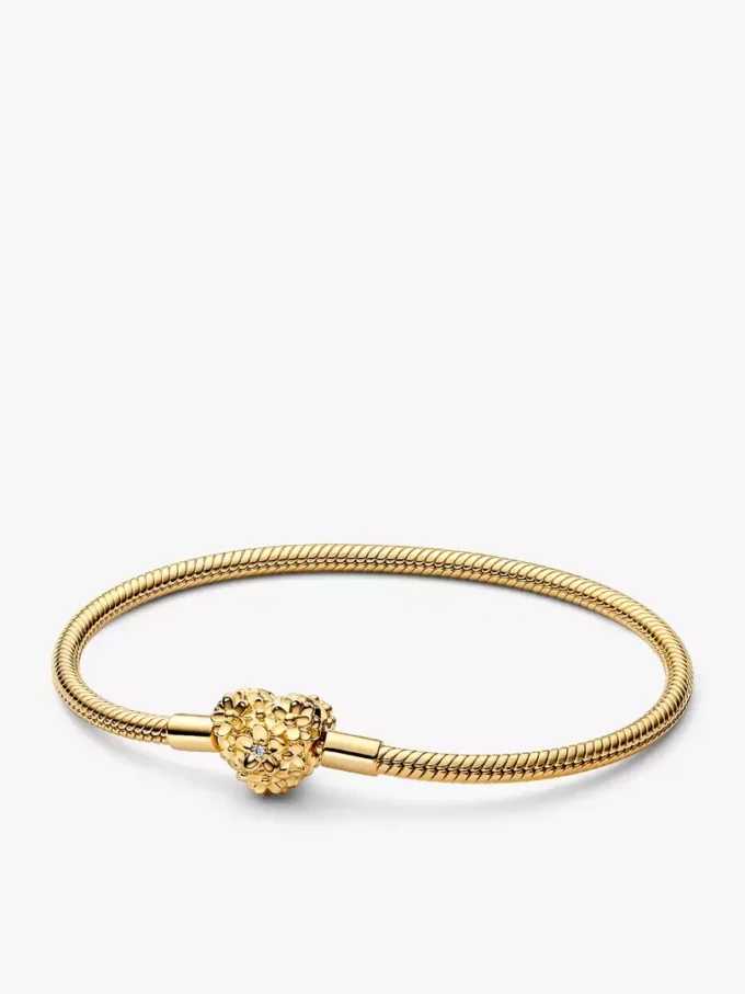 Mein Pandora Daisy Herzverschluss-Snake Chain-Armband 0,009 ct TW, 14-karätige Vergoldung