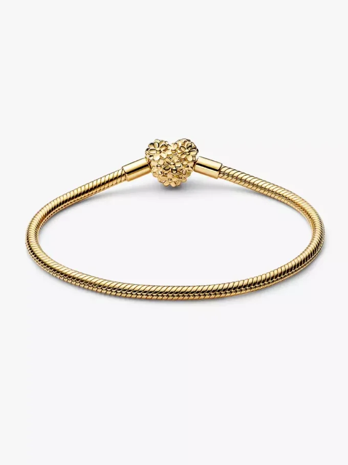 Mein Pandora Daisy Herzverschluss-Snake Chain-Armband 0,009 ct TW, 14-karätige Vergoldung