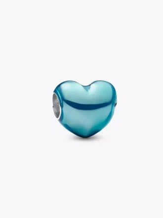 Metallic-Himmelblaues Herz-Charm aus Sterlingsilber