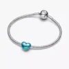 Metallic-Himmelblaues Herz-Charm aus Sterlingsilber Metallic-Himmelblaues Herz-Charm aus Sterlingsilber