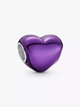 Metallic-lila Herz-Charm aus Sterlingsilber