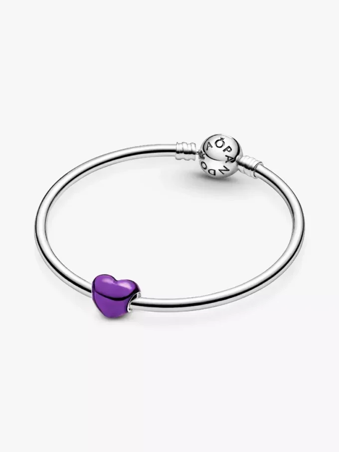 Metallic-lila Herz-Charm aus Sterlingsilber Metallic-lila Herz-Charm aus Sterlingsilber