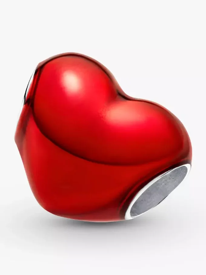 Metallic-rotes Herz-Charm aus Sterlingsilber Metallic-rotes Herz-Charm aus Sterlingsilber