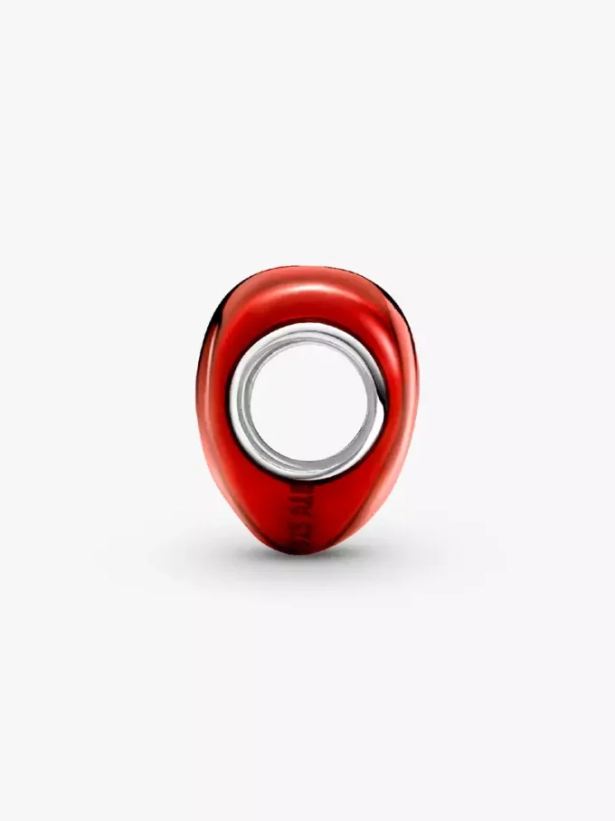 Metallic-rotes Herz-Charm aus Sterlingsilber Metallic-rotes Herz-Charm aus Sterlingsilber