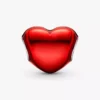 Metallic-rotes Herz-Charm aus Sterlingsilber Metallic-rotes Herz-Charm aus Sterlingsilber