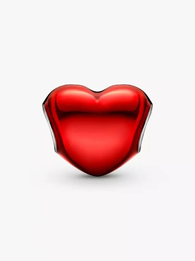 Metallic-rotes Herz-Charm aus Sterlingsilber Metallic-rotes Herz-Charm aus Sterlingsilber
