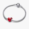 Metallic-rotes Weihnachtsherz-Charm – Sterlingsilber Metallic-rotes Weihnachtsherz-Charm – Sterlingsilber