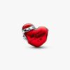 Metallic-rotes Weihnachtsherz-Charm – Sterlingsilber Metallic-rotes Weihnachtsherz-Charm – Sterlingsilber