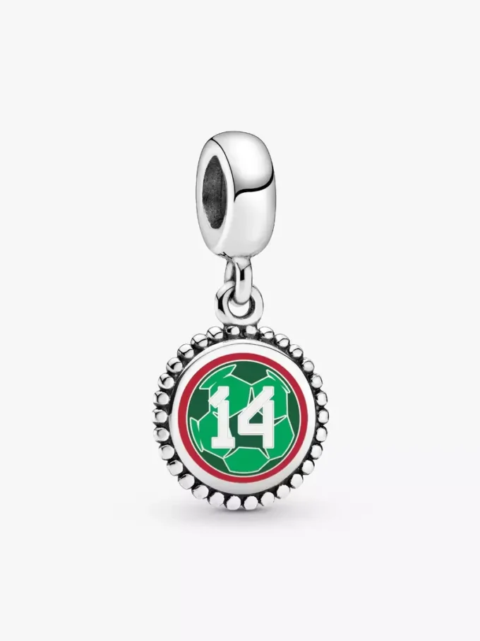 Mexiko #14 Fußball-Charm aus Sterlingsilber Mexiko #14 Fußball-Charm aus Sterlingsilber