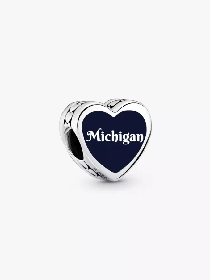 Michigan-Herz-Charm aus Sterlingsilber Michigan-Herz-Charm aus Sterlingsilber