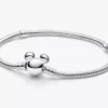 Disney Mickey Mouse Clasp Moments Snake Chain Armband aus Sterlingsilber
