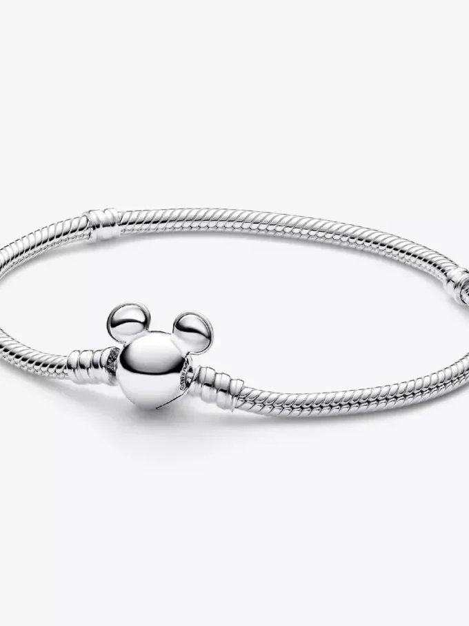 Disney Mickey Mouse Clasp Moments Snake Chain Armband aus Sterlingsilber