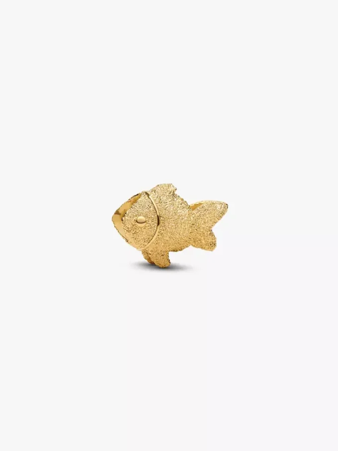 Mini-Charm „Fisch“ mit Struktur, 14-karätige Vergoldung