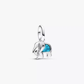 Mini-Dangle Charm „Elefant“ in Türkisfarbe aus Sterlingsilber