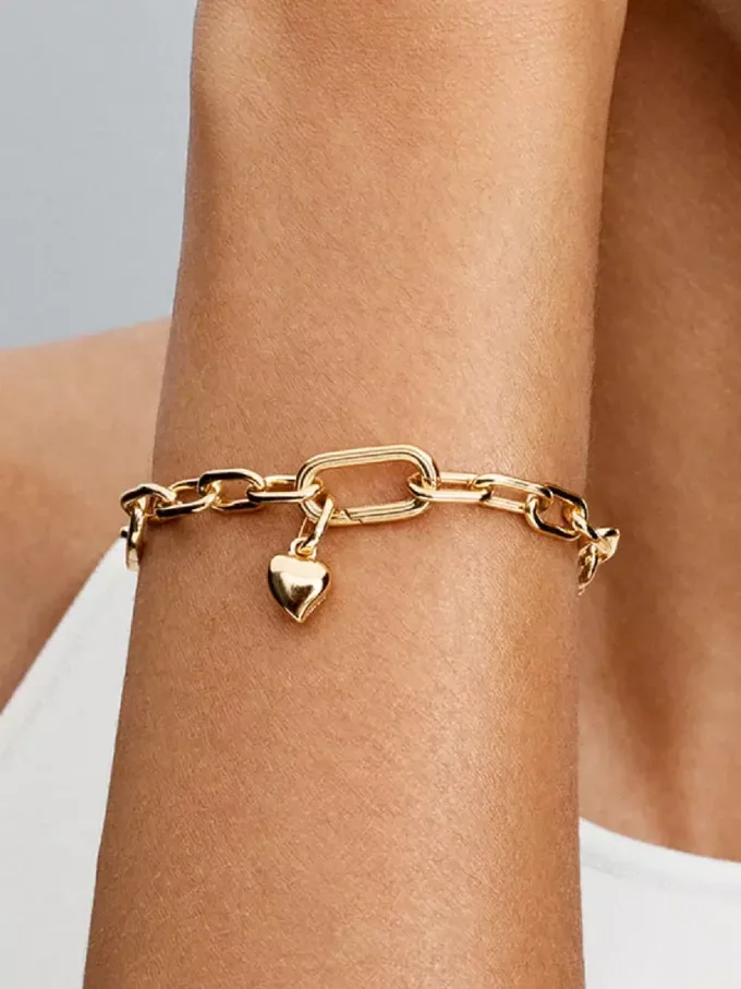 Mini-Dangle Charm in Herzform, 14-karätig vergoldet Mini-Dangle Charm in Herzform, 14-karätig vergoldet