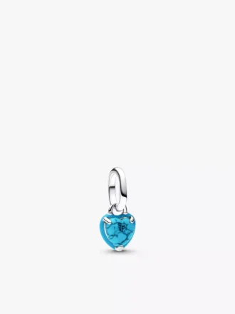 Mini-Dangle Charm in Herzform in Türkisfarbe, Sterlingsilber