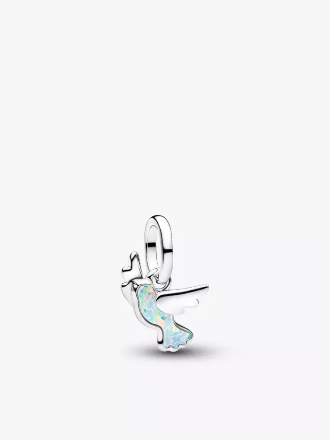 Mini-Dangle Charm „Weiße Taube“ aus Sterlingsilber Mini-Dangle Charm „Weiße Taube“ aus Sterlingsilber