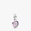 Gravierbarer Mini-Dangle Charm aus Murano Glass mit bösem Blick, Sterlingsilber