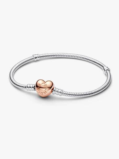Moments Herz- und Snake Chain-Armband – Sterlingsilber, 14 Karat Roségold-Beschichtung Moments Herz- und Snake Chain-Armband – Sterlingsilber, 14 Karat Roségold-Beschichtung